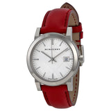 Burberry White Silver Dial Red Leather Ladies Watch BU9129 - Watches of America