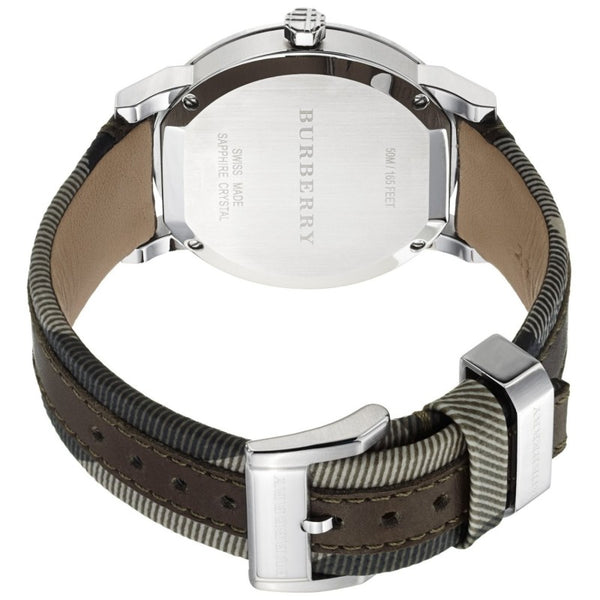 Burberry Men's Large Check Leather on Canvas Strap Beige Dial Men's Watch BU9020 - Watches of America #2