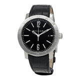 Bvlgari Bvlgari Automatic Black Dial Black Leather Men's Watch #101867 - Watches of America