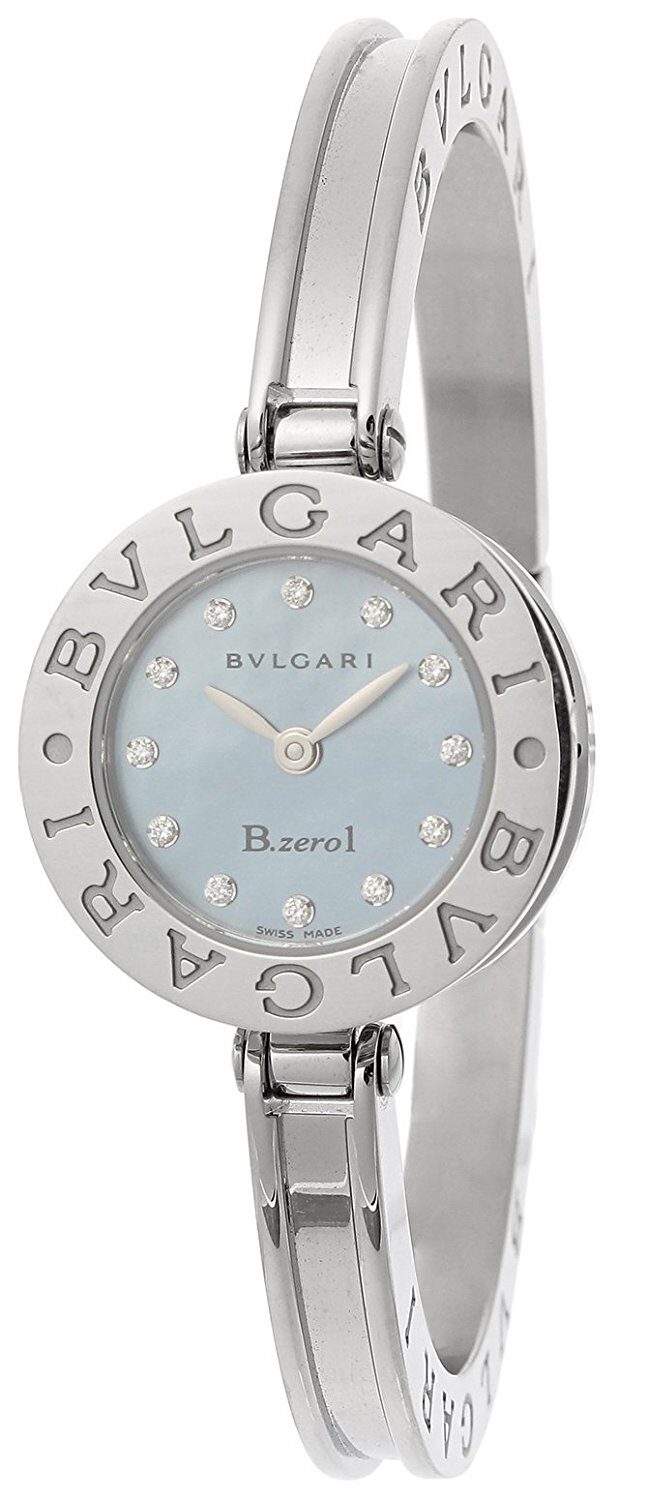 Bvlgari B.zero1 Blue Mother of Pearl Dial Stainless Steel Bangle Bracelet Ladies Watch #101071 - Watches of America
