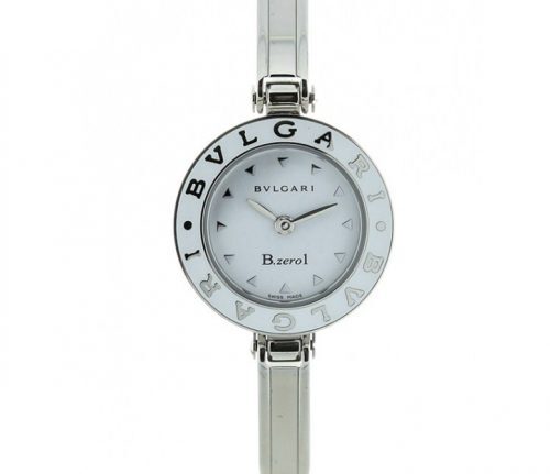 Bvlgari B.zero1 White Dial Stainless Steel Bangle Bracelet Quartz Ladies Watch #101915 - Watches of America