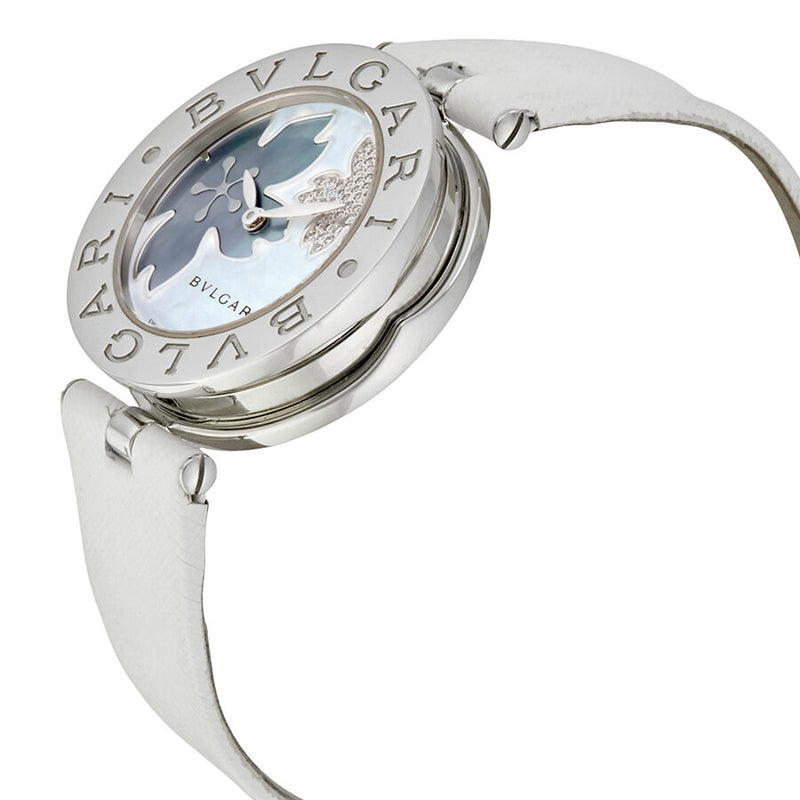 Bvlgari B.zero1 White Flower Motif Dial White Leather Strap Ladies Watch #101900 - Watches of America #2