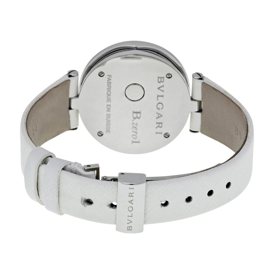 Bvlgari B.zero1 White Flower Motif Dial White Leather Strap Ladies