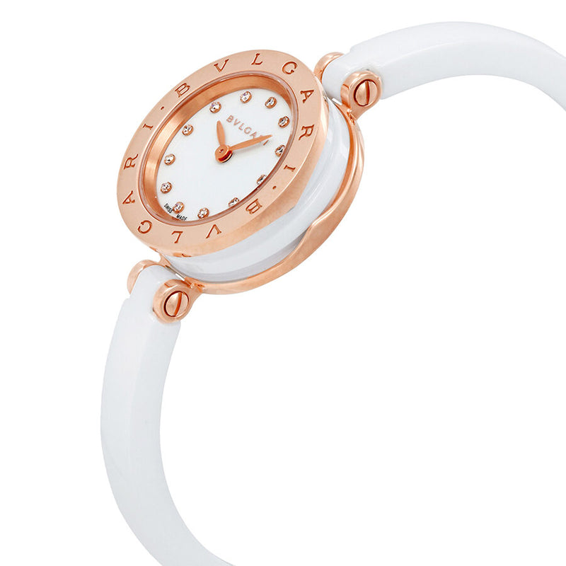 Bvlgari B.zero1 White Lacquered Dial White Ceramic Bangle Bracelet Ladies Watch #102174 - Watches of America #2