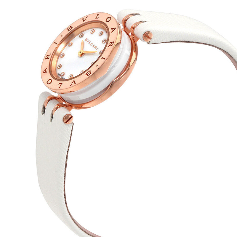 Bvlgari B.Zero1 White Lacquered Dial White Leather Strap Ladies Watch #102176 - Watches of America #2