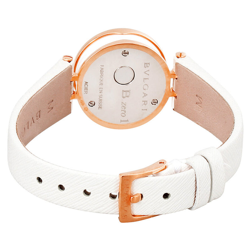 Bvlgari B.Zero1 White Lacquered Dial White Leather Strap Ladies Watch #102176 - Watches of America #3
