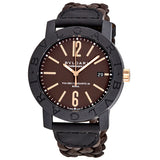 Bvlgari Bvlgari Automatic Brown Dial Brown Leather Men's Watch #102633 - Watches of America