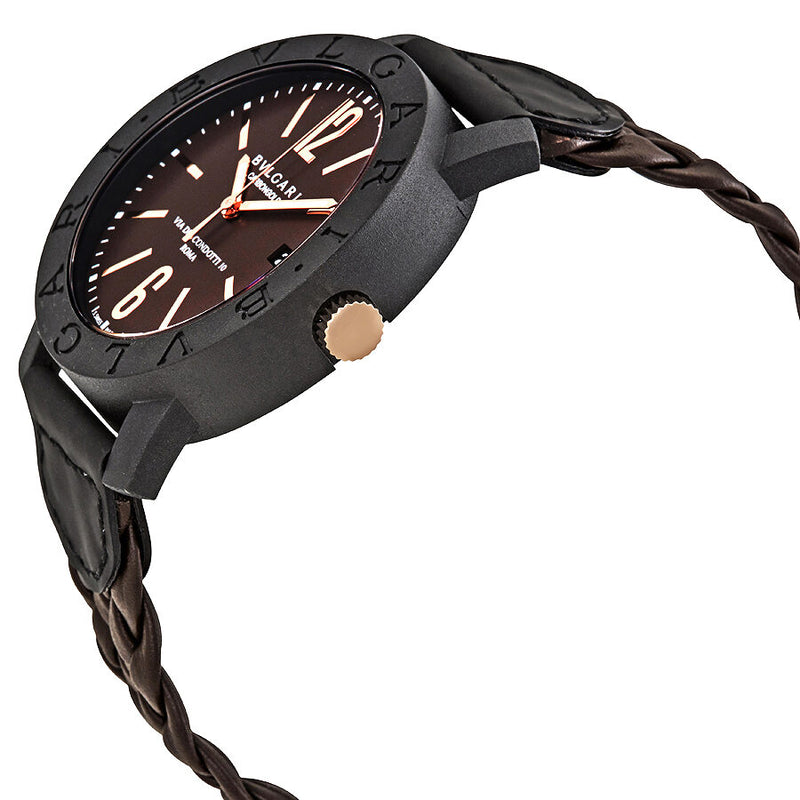 Bvlgari Bvlgari Automatic Brown Dial Brown Leather Men's Watch #102633 - Watches of America #2