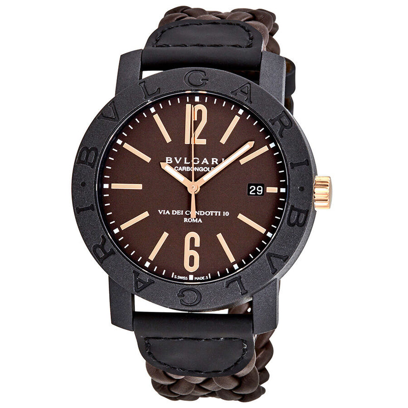 Bvlgari Bvlgari Automatic Brown Dial Brown Leather Men's Watch #102633 - Watches of America