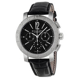 Bvlgari Bvlgari Black Dial Chronograph Black Leather Automatic Men's Watch BB42BSLDCH#101558 - Watches of America