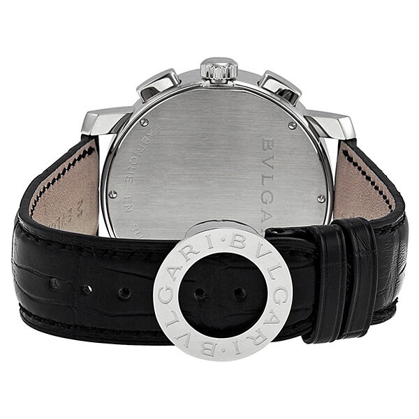 Bvlgari Bvlgari Black Dial Chronograph Black Leather Automatic Men's Watch BB42BSLDCH #101558 - Watches of America #3