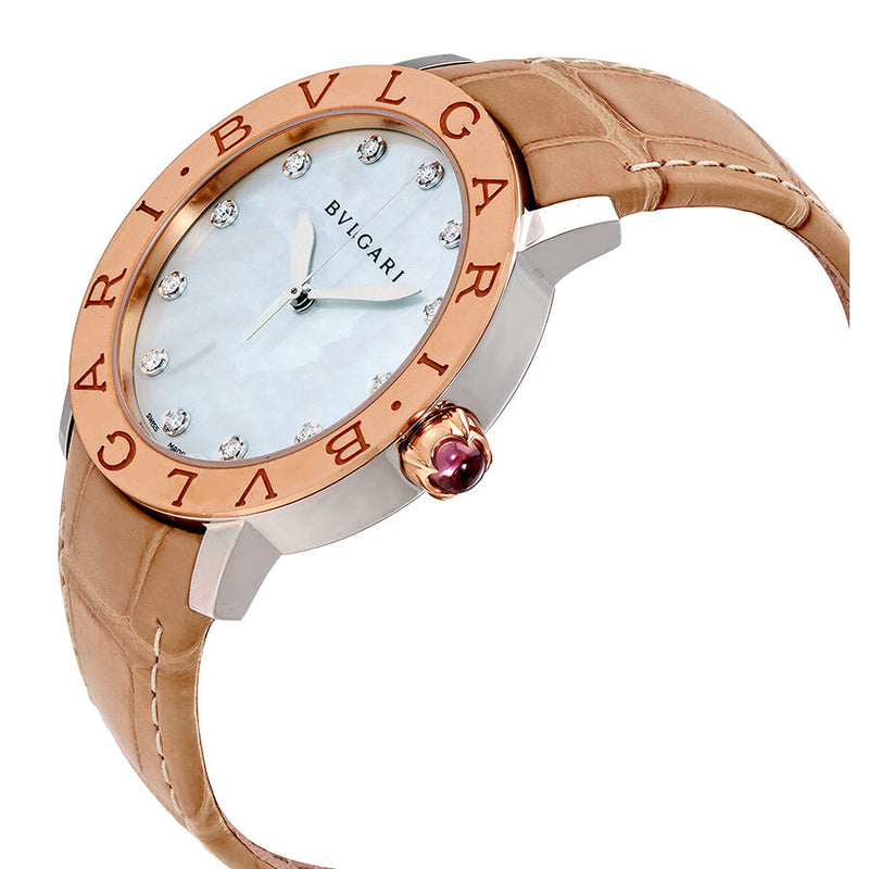 Bvlgari BVLGARI White Mother of Pearl Diamond Dial 37mm Automatic Ladies Watch #101895 - Watches of America #2