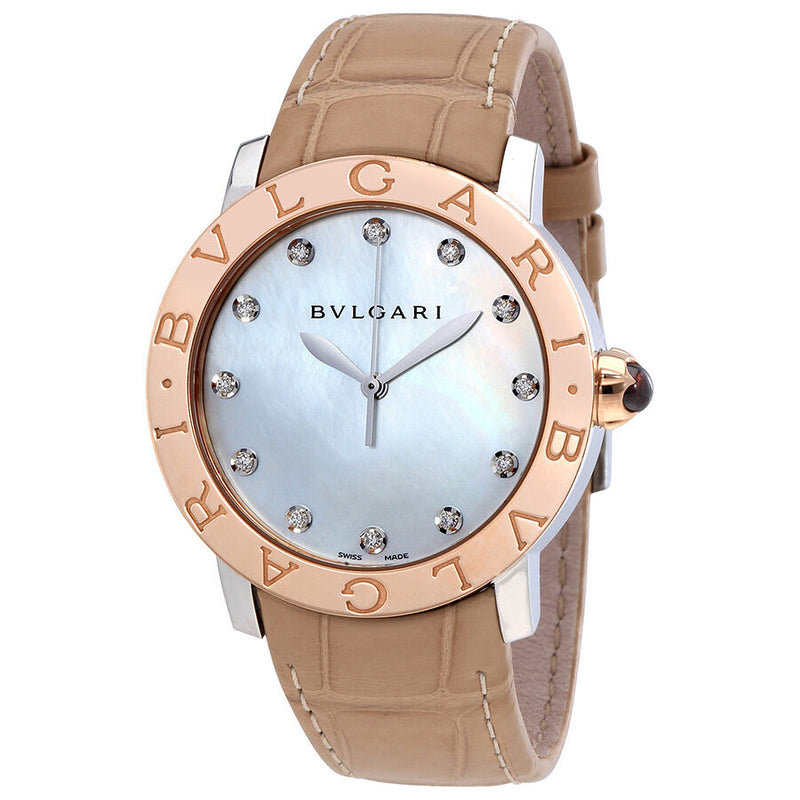 Bvlgari BVLGARI White Mother of Pearl Diamond Dial 37mm Automatic Ladies Watch #101895 - Watches of America