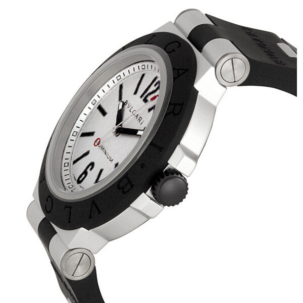 Bvlgari Diagono Aluminum and Black Rubber Men's Watch AL44TAVD/SLN #101400 - Watches of America #2