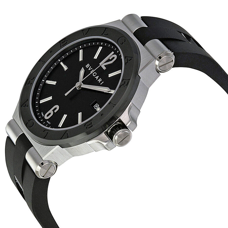 Bvlgari Diagono Automatic Black Dial Black Rubber Men's Watch #DG42BSCVD - Watches of America #2