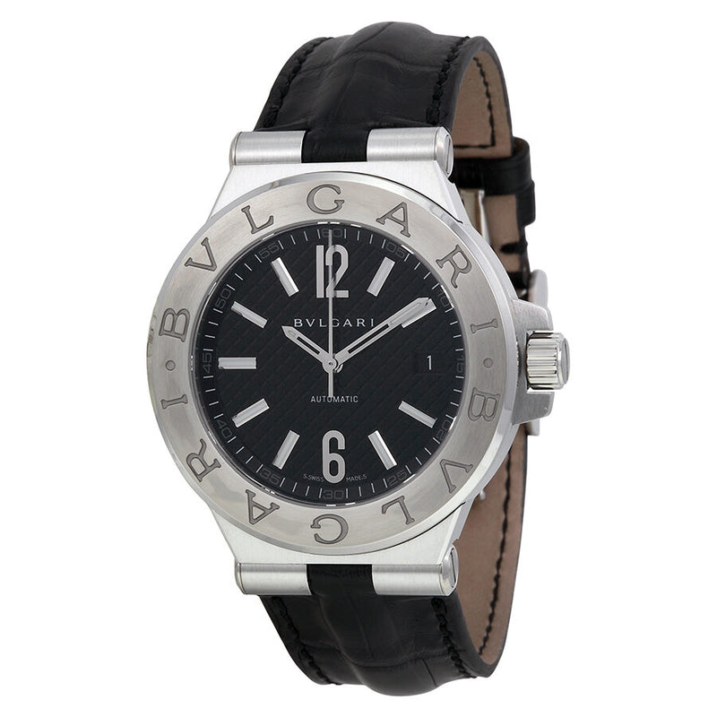 Bvlgari Diagono Black Dial Black Leather Men's Watch 101621#DG40BSLD - Watches of America