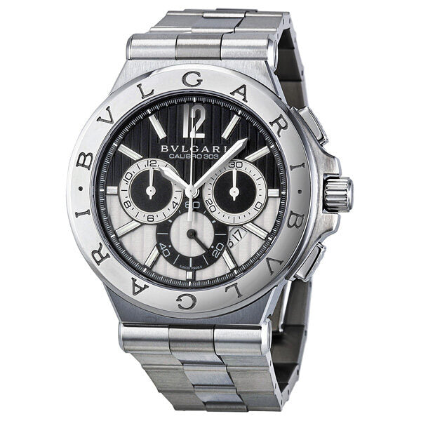 Bvlgari Diagono Chronograph Automatic Black and Silver Dial Men's Watch #101880 - Watches of America