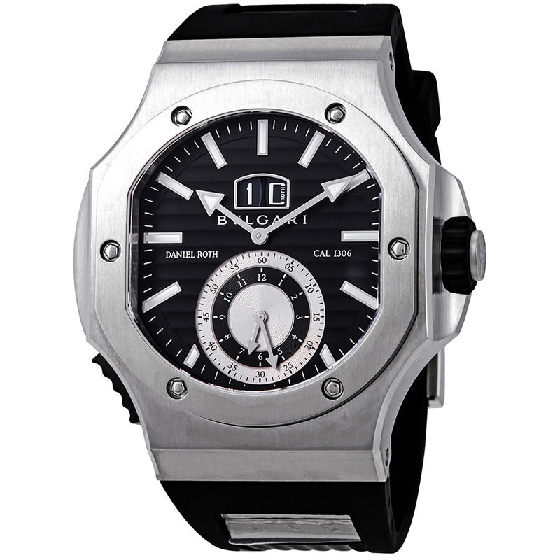 Bvlgari Endurer Chronograph Automatic Black Dial Men's Black Rubber Watch #101878 - Watches of America