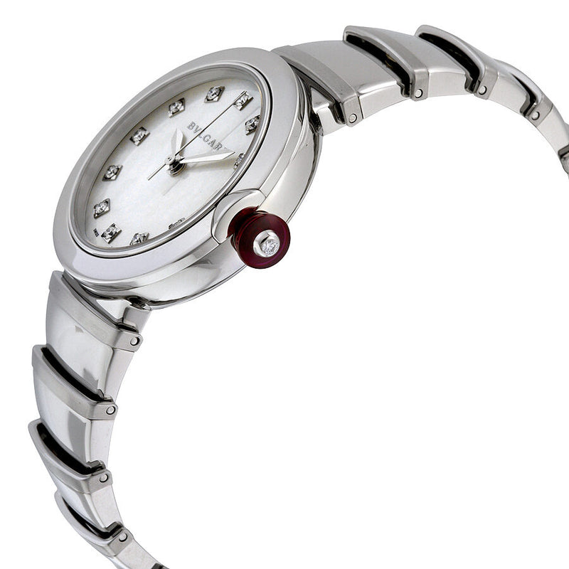 Bvlgari LVCEA Automatic White Mother of Pearl Diamond Dial Stainless Steel Ladies Watch #102199 - Watches of America #2