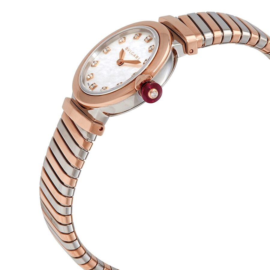 Bvlgari LVCEA Tubogas Quartz Diamond White Mother of Pearl Dial