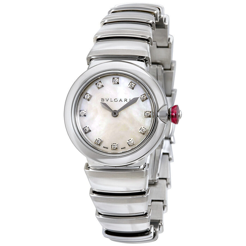 Bvlgari LVCEA White Mother of Pearl Diamond Dial Ladies Watch #102196 - Watches of America