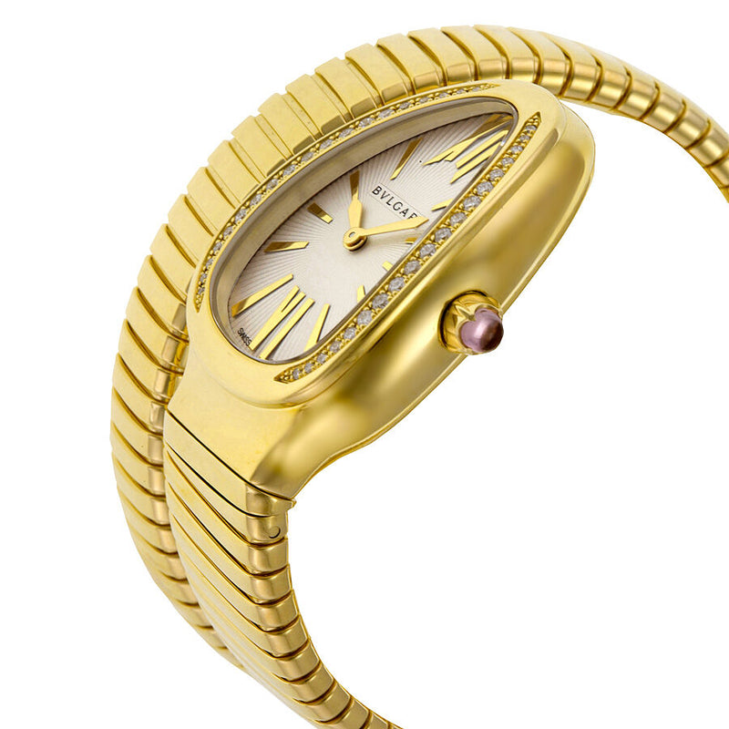 Bvlgari Serpenti Tubogas Silver Opaline Dial 18kt Yellow Gold Quartz Ladies Watch #101924 - Watches of America #2