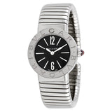 Bvlgari Tubogas Black Dial Stainless Steel Ladies Watch #102224 - Watches of America