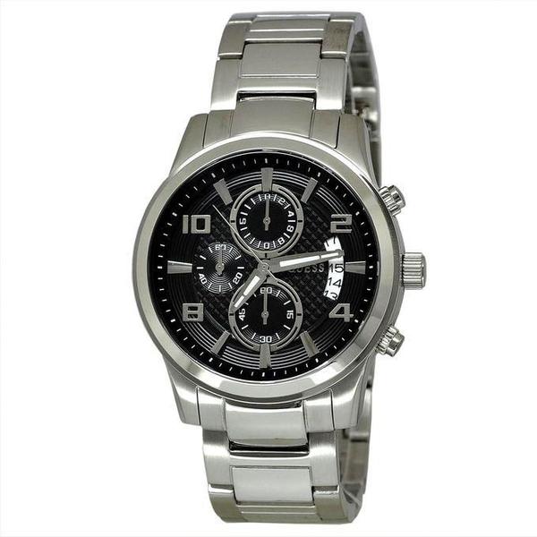 Guess Exec Chronograph Dial Silver-Tone Men's Watch  W0075G1 - Watches of America