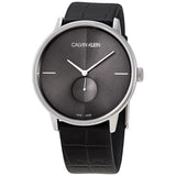 Calvin Klein Accent Quartz Black Dial Black Leather Men's Watch #K2Y211C3 - Watches of America