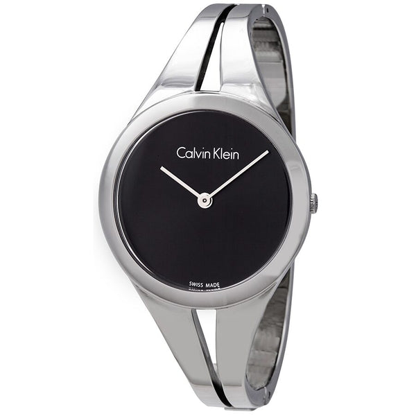 Calvin Klein Addict Black Dial Bangle Ladies Medium Watch #K7W2M111 - Watches of America