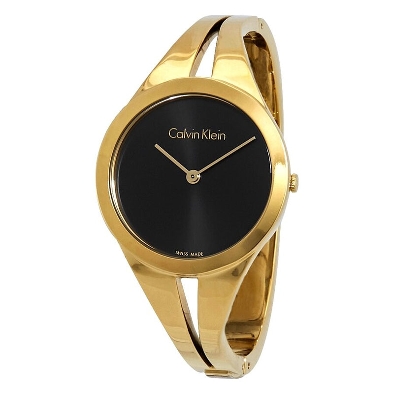 Calvin Klein Addict Black Dial Gold-tone Ladies Watch #K7W2S511 - Watches of America