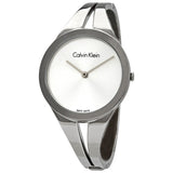 Calvin Klein Addict Silver Dial Small Bangle Ladies Watch #K7W2S116 - Watches of America