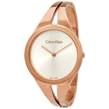 Calvin Klein Addict Silver Dial Rose Gold-tone Small Bangle Ladies Watch #K7W2S616 - Watches of America