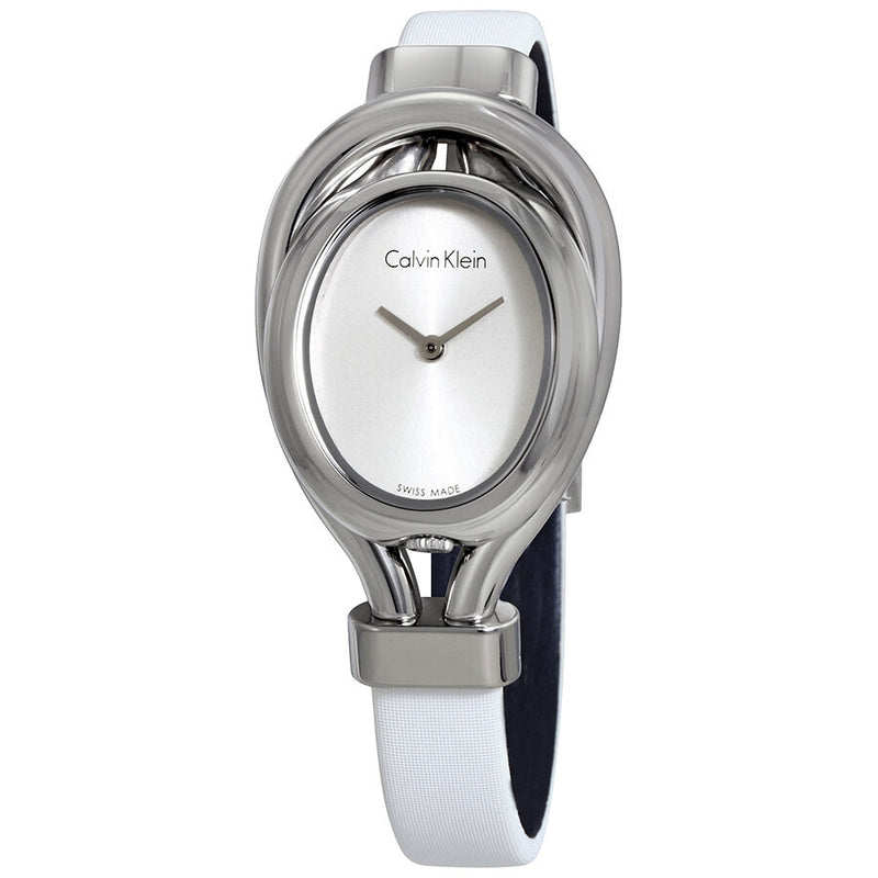 Calvin Klein Belt White Dial Ladies Watch #K5H231K6 - Watches of America