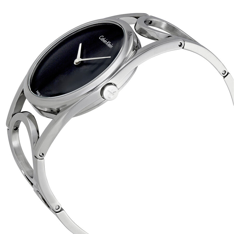 Calvin Klein Round Black Dial Stainless Steel Ladies Watch #K5U2M141 - Watches of America #2