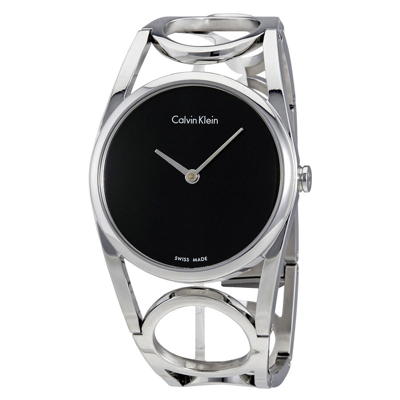 Calvin Klein Black Dial Stainless Steel Ladies Watch #K5U2S141 - Watches of America