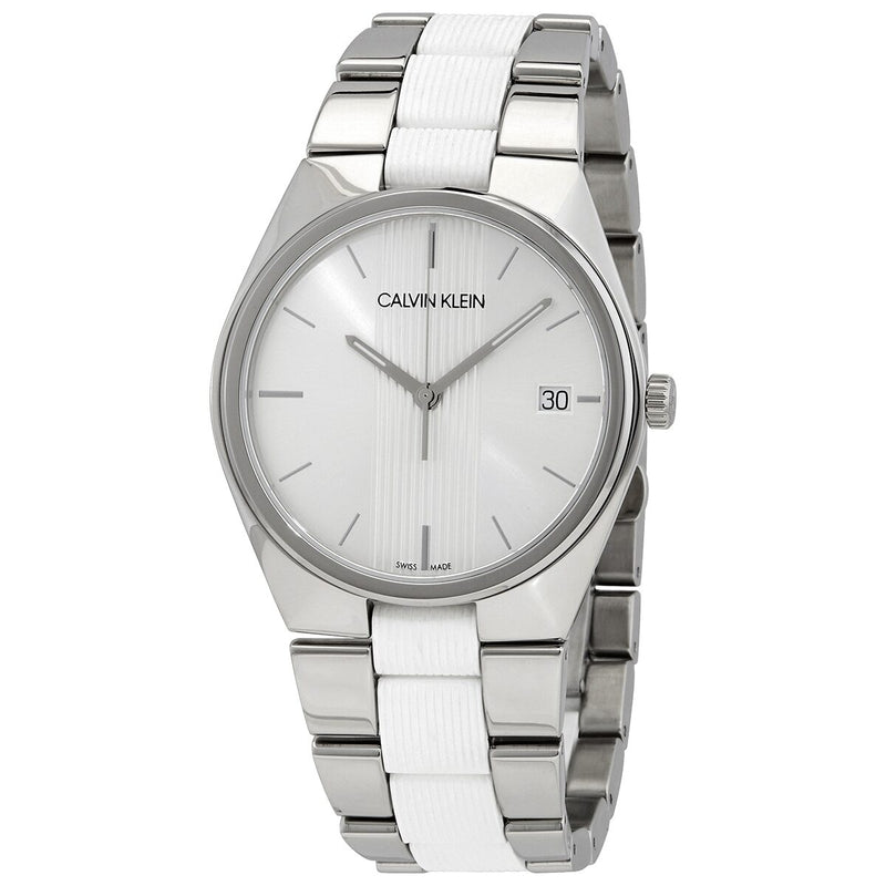 Calvin Klein Contra Quartz Silver Dial Ladies Watch #K9E211K6 - Watches of America