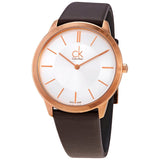 Calvin Klein Minimal Quartz Silver Dial Men's Leather Watch #K3M216G6 - Watches of America