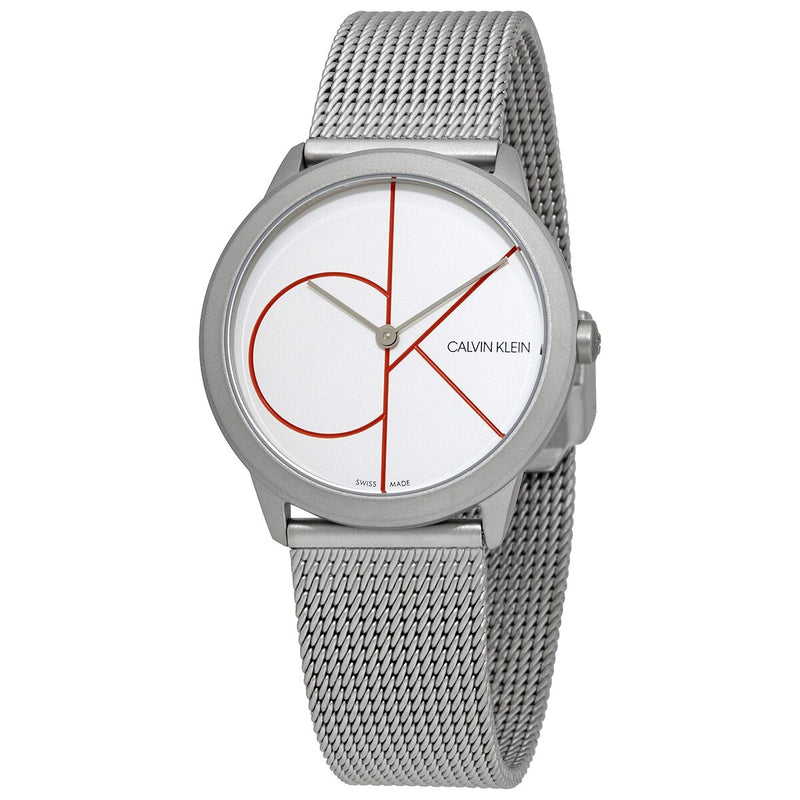 Calvin Klein Minimal Quartz White Dial Ladies Watch #K3M52152 - Watches of America