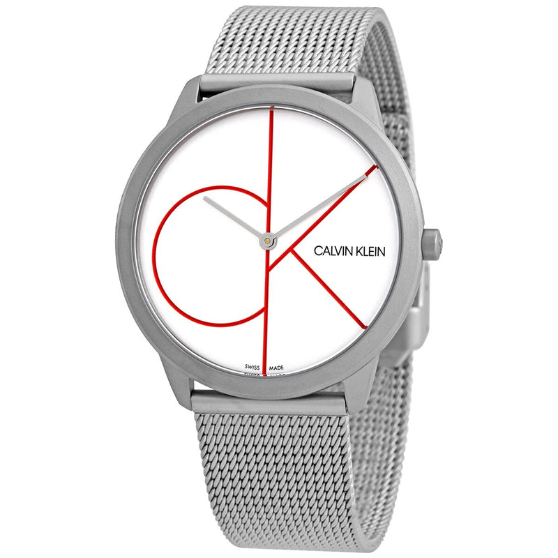 Calvin Klein Minimal Quartz White Dial Men's Watch #K3M51152 - Watches of America