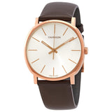 Calvin Klein Posh Quartz Silver Dial Brown Leather Men's Watch #K8Q316G6 - Watches of America