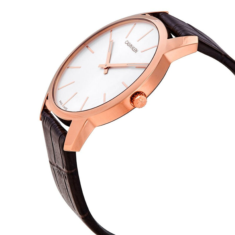 Calvin Klein Quartz Silver Dial Brown Leather Men's Watch #K2G21629 - Watches of America #2