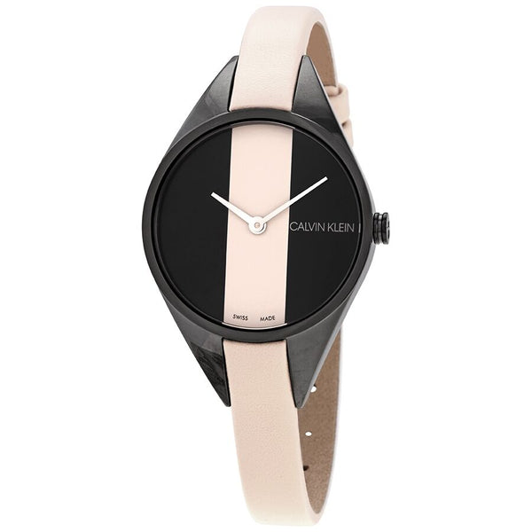 Calvin Klein Rebel Cream and Black Dial Ladies Watch #K8P237X1 - Watches of America