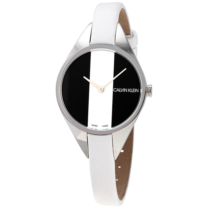 Calvin Klein Rebel Quartz Black and White Dial Ladies Watch #K8P231L1 - Watches of America