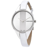 Calvin Klein Rebel Quartz White and Silver Dial Ladies Watch #K8P231L6 - Watches of America
