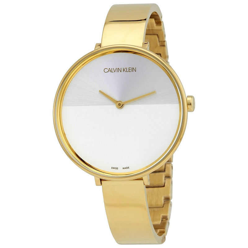 Calvin Klein Rise Quartz Silver and White Dial Ladies Watch #K7A23546 - Watches of America