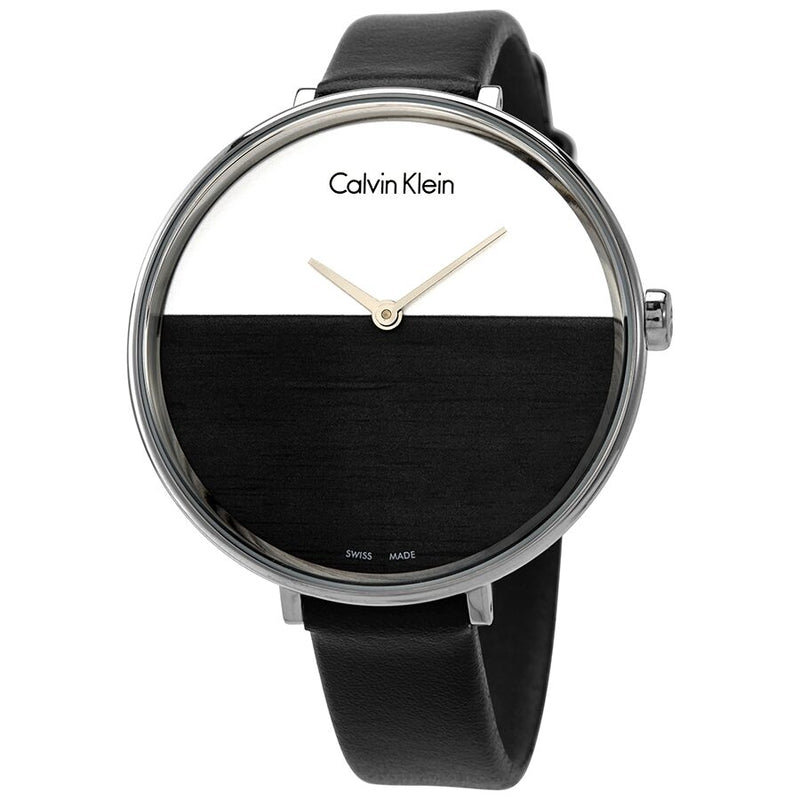 Calvin Klein Rise Quartz White and Black Dial Ladies Watch #K7A231C3 - Watches of America