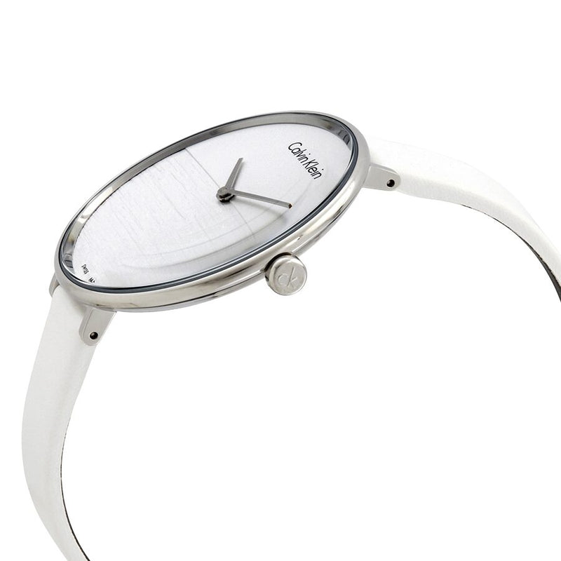 Calvin Klein Rise White Dial White Leather Ladies Watch #K7A231L6 - Watches of America #2