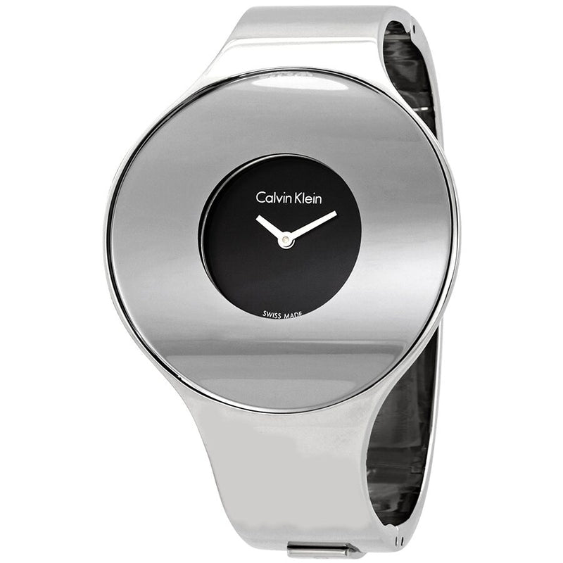 Calvin Klein Seamless Black Dial Small Bangle Ladies Watch #K8C2S111 - Watches of America