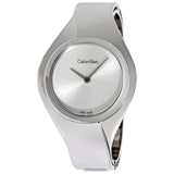 Calvin Klein Senses Silver Dial Ladies Stainless Steel Small Bangle Watch #K5N2S126 - Watches of America